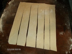 dough in strips