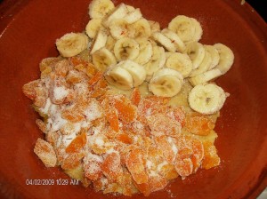 sugared apricots and banana