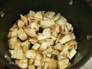 boiling eggplant
